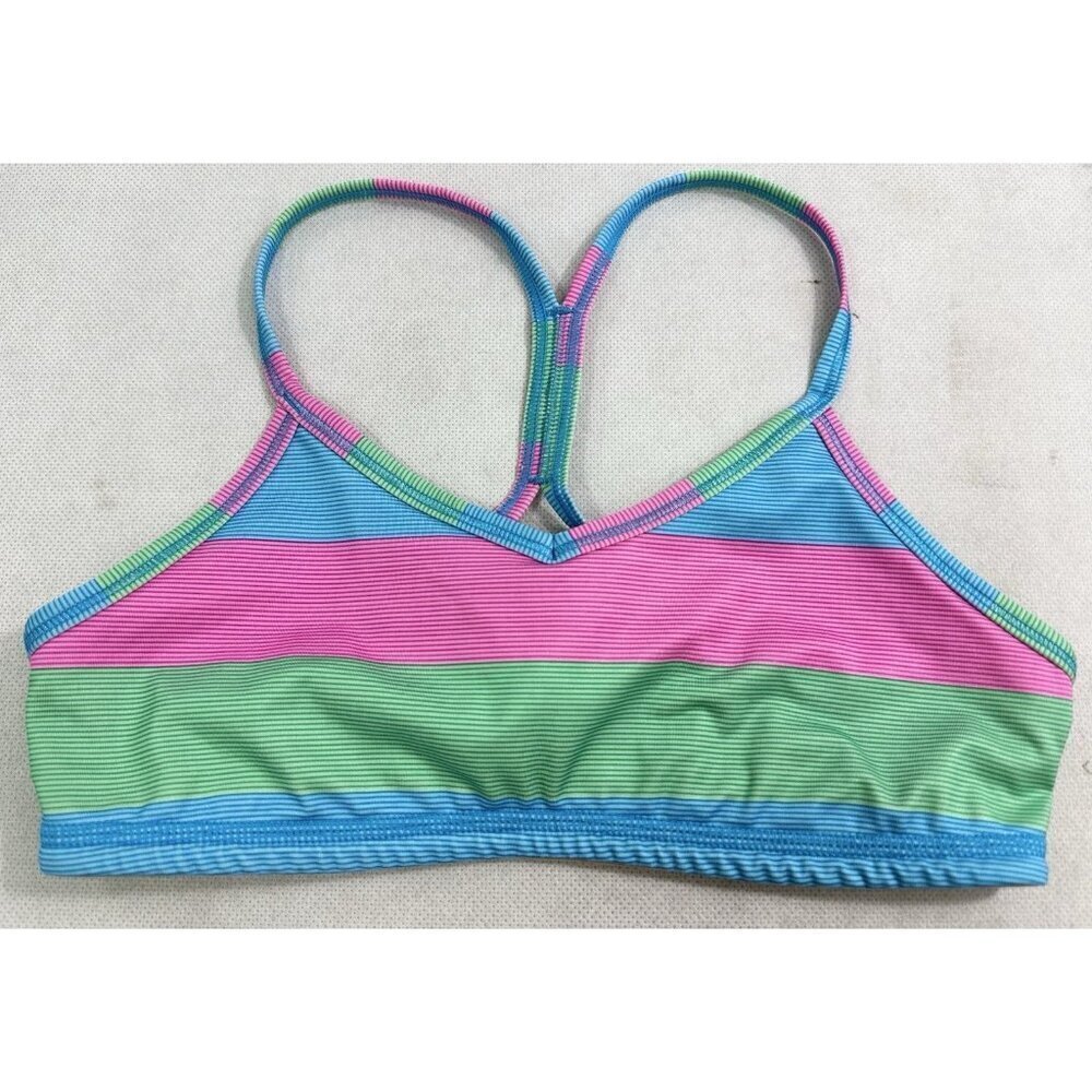 Ivivva by Lululemon Girl's Striped Drill Sports Bra 8 EUC